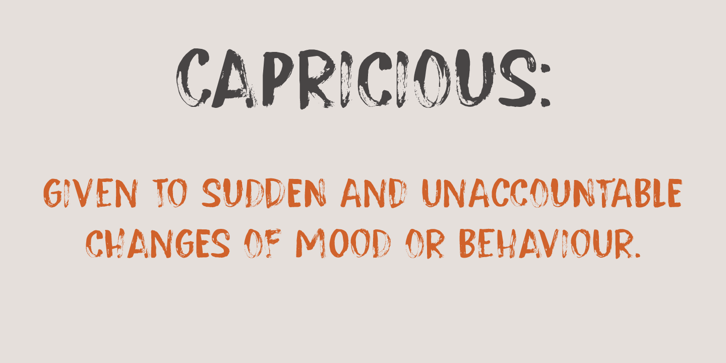 Przykład czcionki Capricious Italic